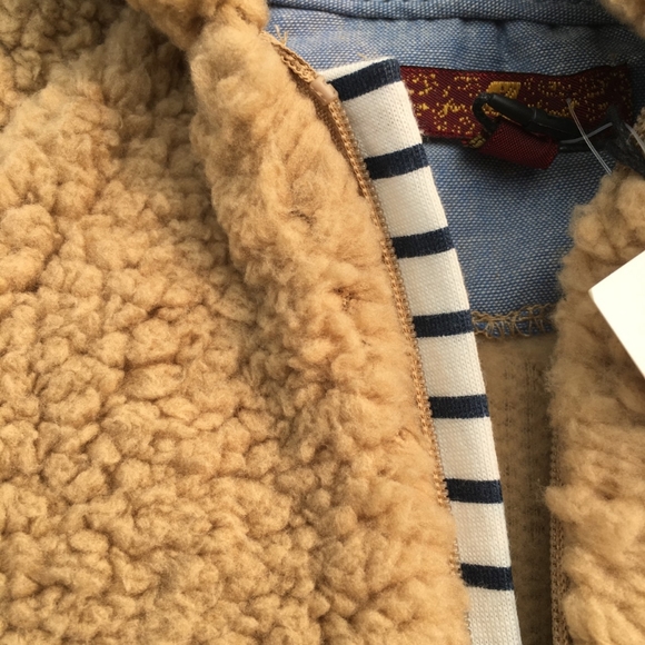 7 For All Mankind Teddy Bear Brown Fuzzy Hooded Jumpsuit Size 6-9 Months NWT - Picture 2 of 12